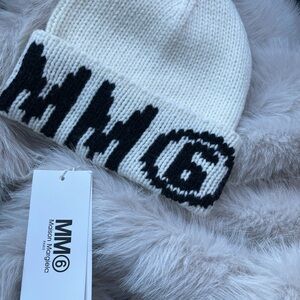 Maison Martin Margiela MM6 White and Black Logo Beanie